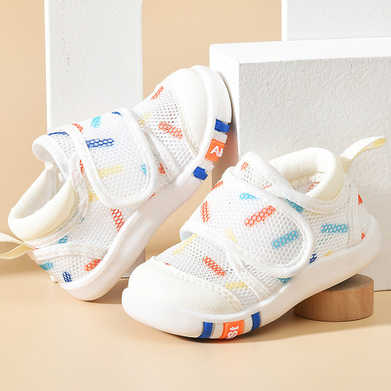 Baby sandals for boys, summer first walker shoes, 0-1-2 years old infant anti-slip soft sole mesh shoes for babies and toddlers, baby girl shoes