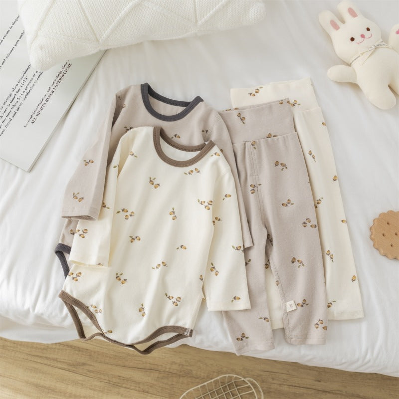 Baby bodysuit & pants two-piece set - autumn/winter cotton loungewear for boys & girls
