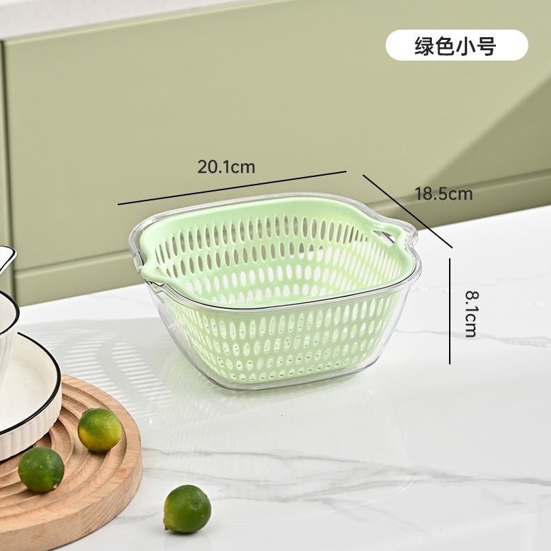 Double-layer sink drain basket six-piece set kitchen living room for home fruit washing plate casual plastic vegetable basket