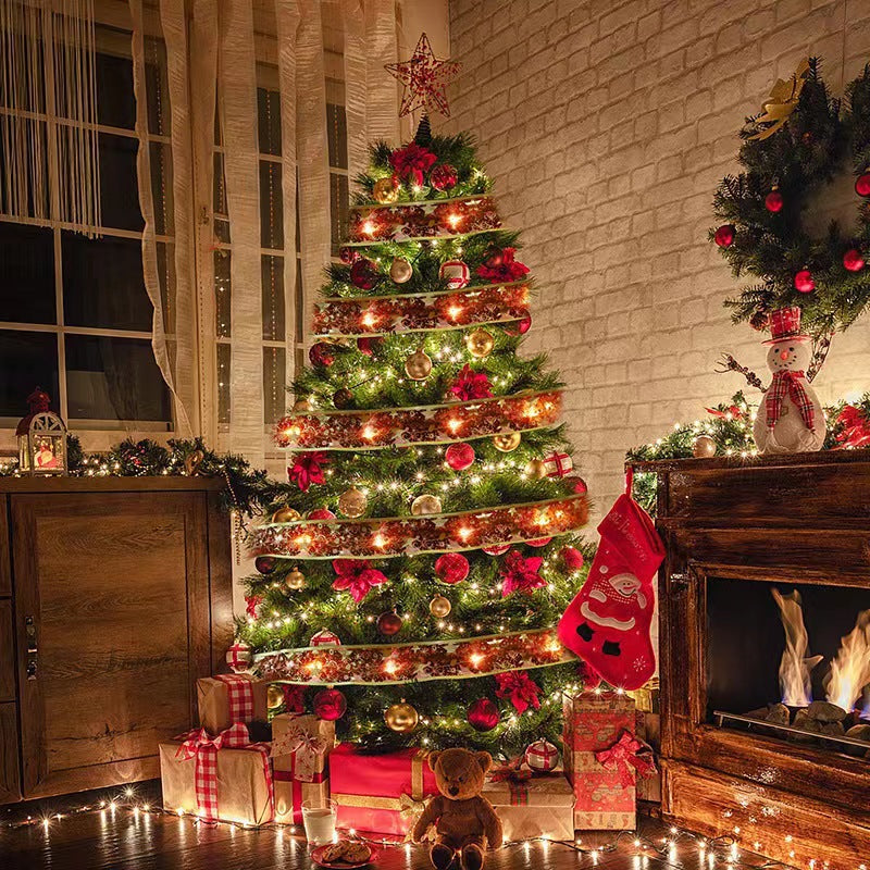 Cross-border Christmas ribbon LED light string Christmas tree decorative light Holiday light gift box decorative ribbon flash light string