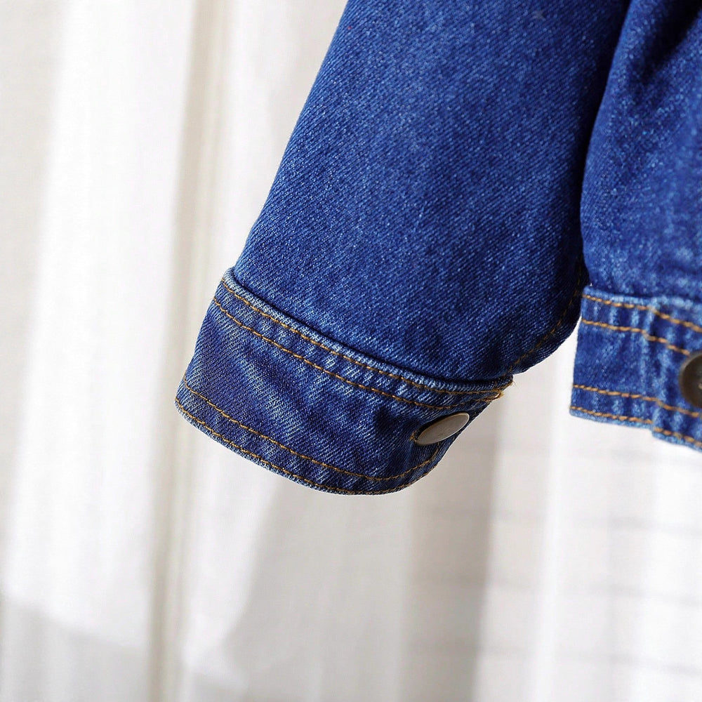 early spring/autumn new denim jacket with knitted shawl, kids' high-waisted cropped denim set