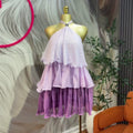 European and american cross-border women's fashion:  summer new arrival - sweet and cute halter neck ruffle sleeveless mini cake dress
