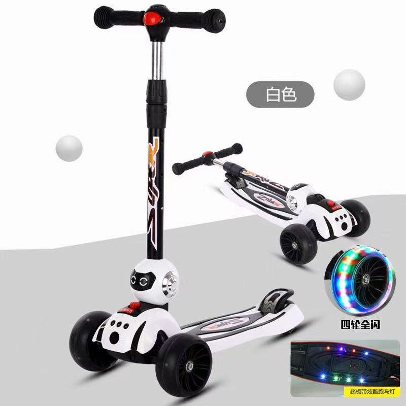 Children's four-wheel flash scooter, adjustable height children's toy scooter for 2-6 years old, supplied by the manufacturer