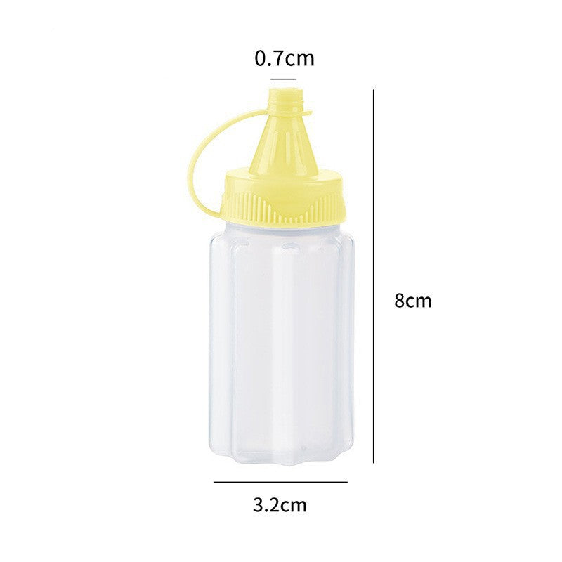 Four-piece seasoning set: transparent sauce dispenser bottles for outdoor bbq, kitchen spice jars, and condiment containers