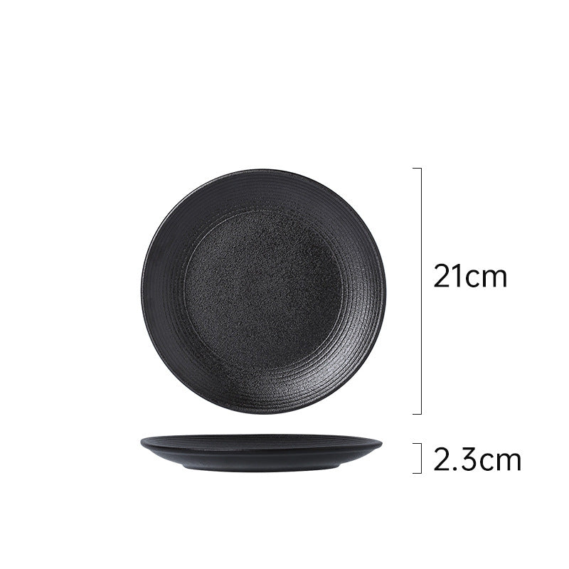 Vintage creative ceramic dinnerware western plate home frosted line ceramic dish hotel restaurant business plate