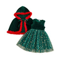 Girls' christmas party cape & mesh dress set