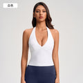 Deep v neckhalter style vest female sexyshortbackless free bra fitness yoga wear topsyg-1006