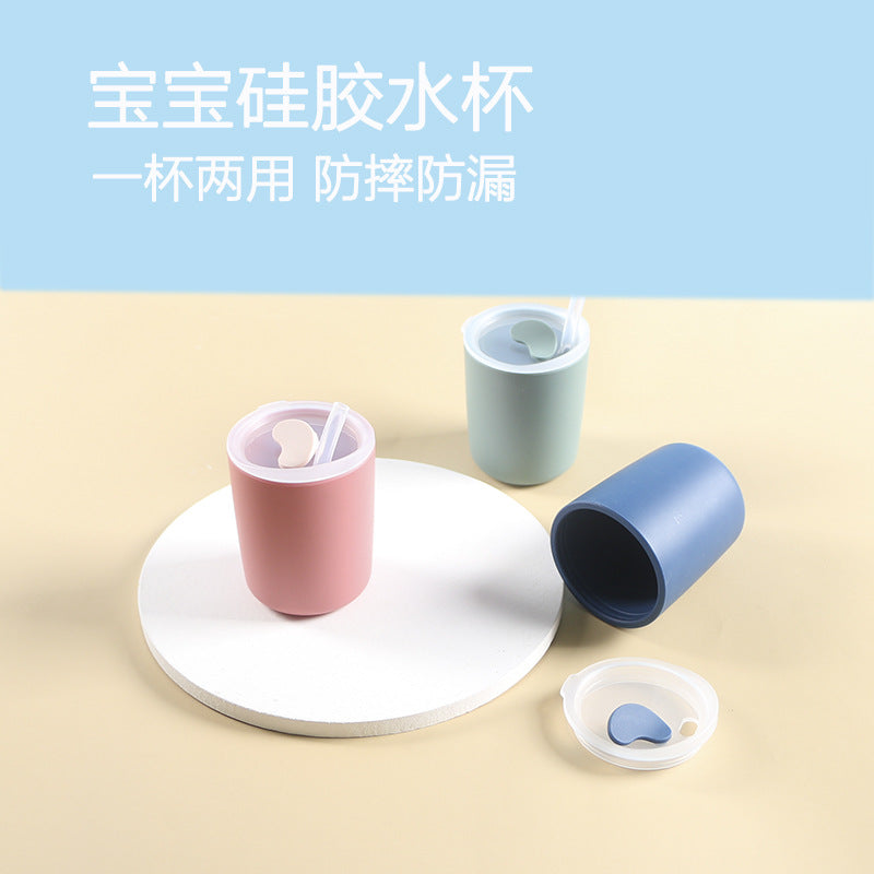 Baby straw cup - food grade silicone training cup for babies 6 months+ - silicone milk cup