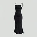 Thin shoulder strap dressspringnew arrivalhigh waisttie back suspender hip-covering mermaid long skirt female socialite dress