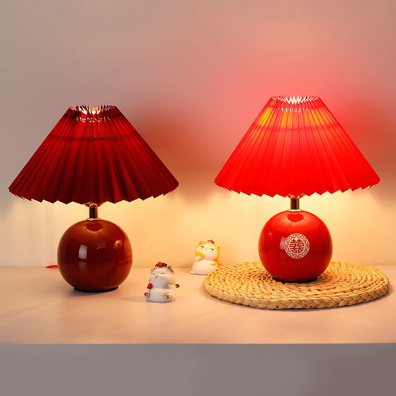 Wedding lamp wedding red wedding room bedside bedroom bedside red double happiness wedding gift decorative desk lamp