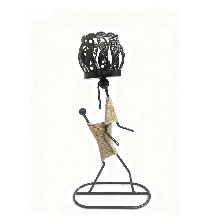 Niche style creative home decoration metal hemp rope craft jewelry iron art girl lamp candle holder jewelry candle home