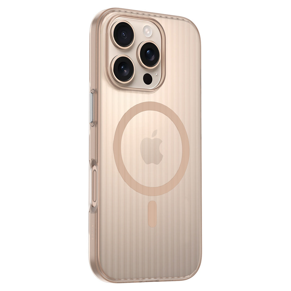 Corrugated lenticular magnetic pc case for iphone 17, magnetic ice mist matte 16 phone case, 14 apple 16 transparent