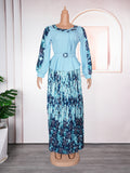 African women's plus size printed color block dress  chic commute two-piece set skirt pleated skirt set