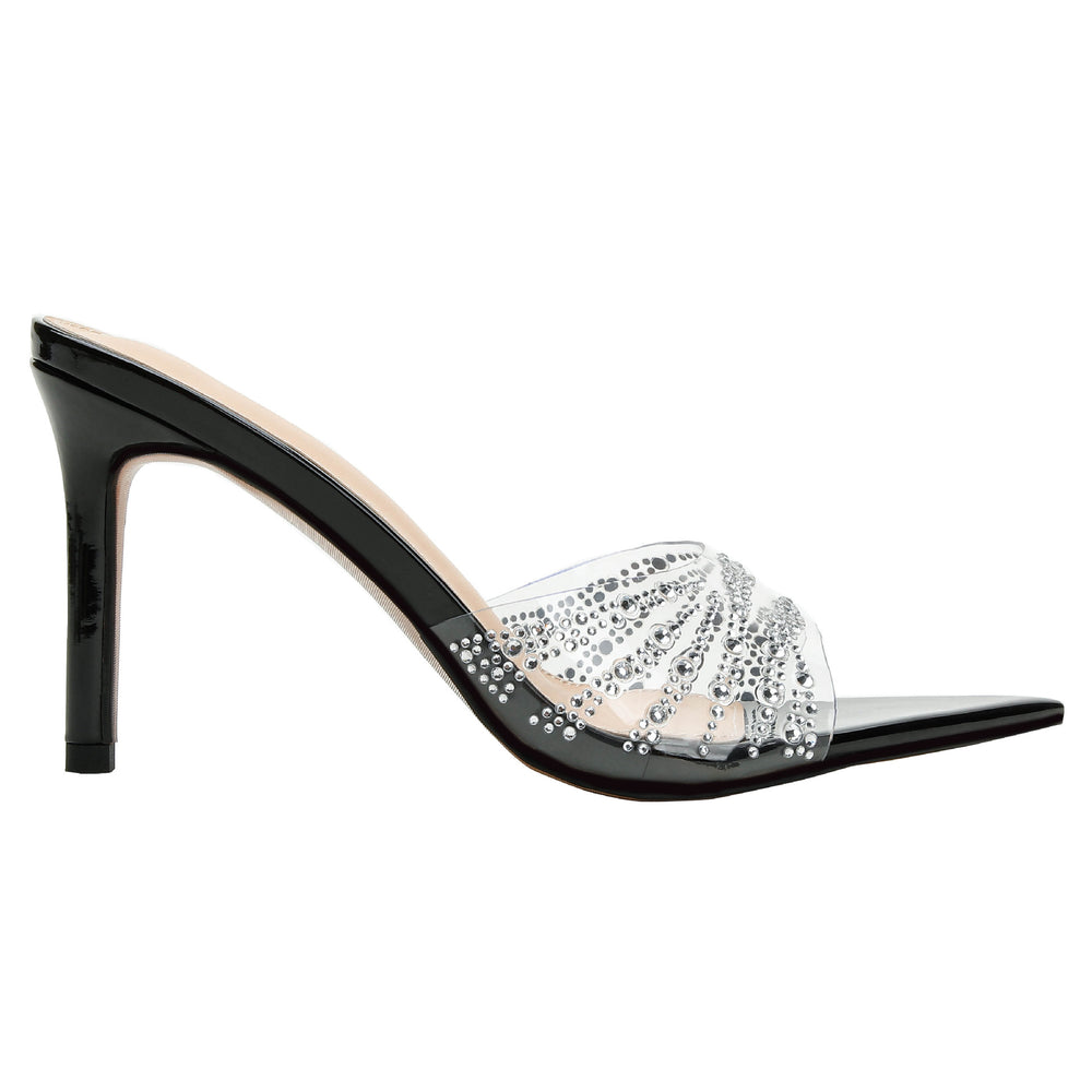 Wo huizhou 2026 transparent rhinestone pointed toe stiletto heel women's sandals & slippers - summer outdoor wear