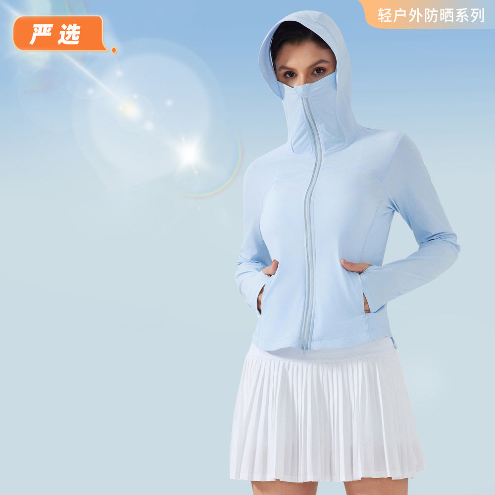 Premium new hooded sun protection jacket for women - two-way zipper, breathable, outdoor uv protection skin jacket d25019