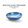 Japanese retro irregular textured stoneware ceramic bowl - vintage style unique ins hotel restaurant salad bowl dessert bowl