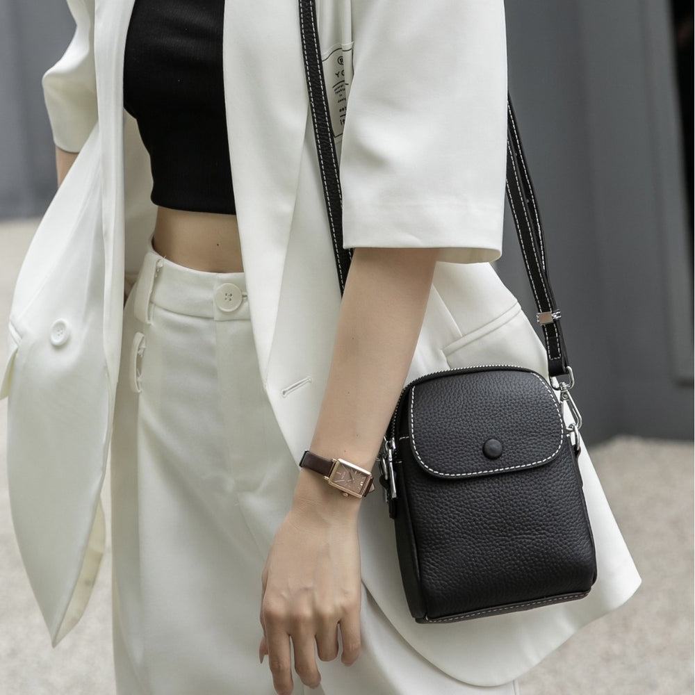 Women's crossbody phone bag - 2024 new style, chic and trendy small bag, fashionable, minimalist, casual, versatile, genuine leather cowhide shoulder bag