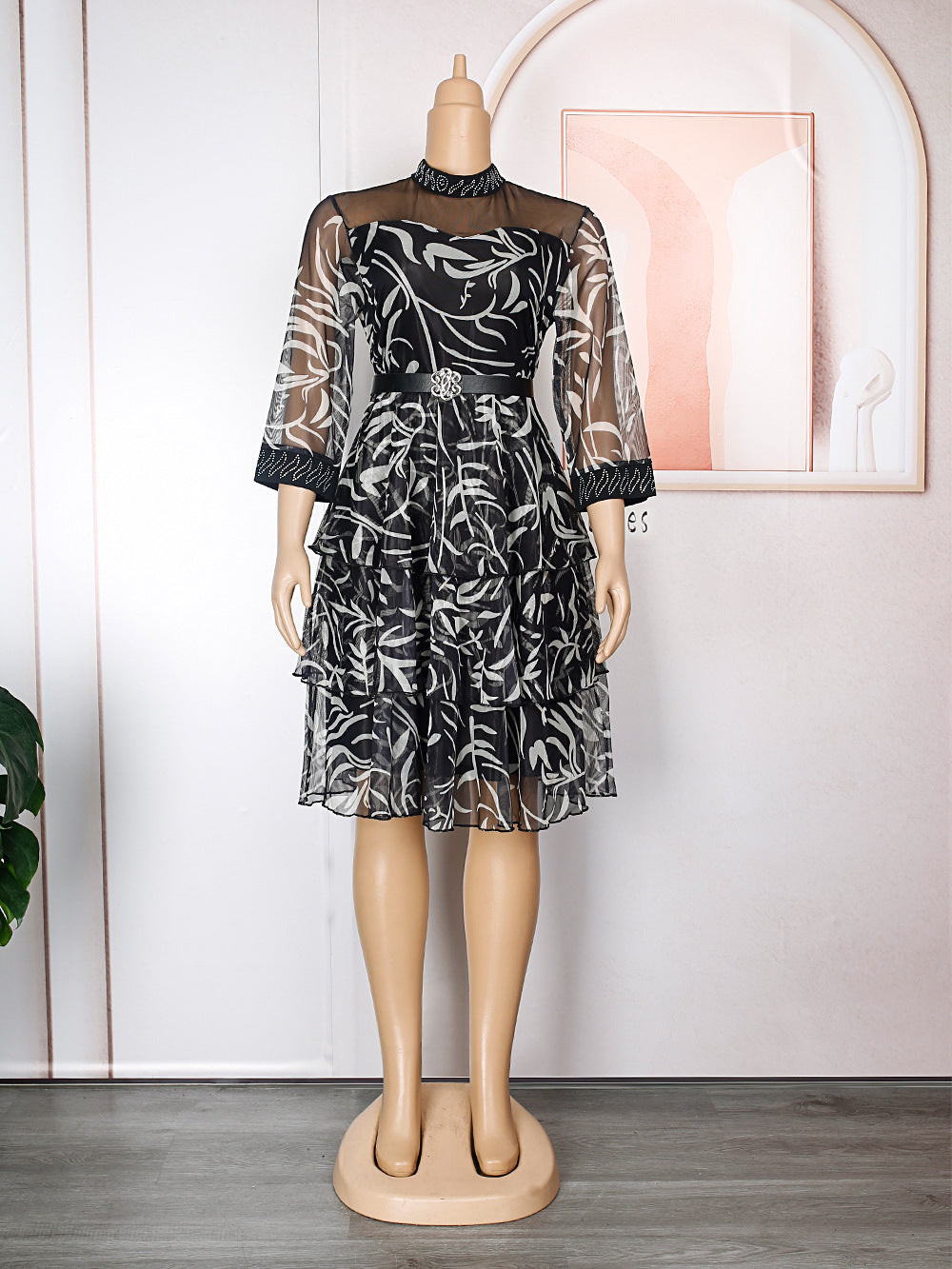 Fashionexport dress a-line skirt africanplus size women's clothing  chiffon cake skirt dress comes with belt