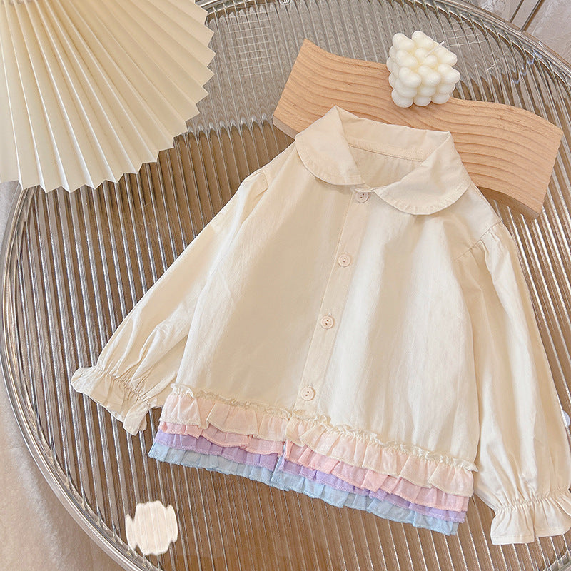 new cotton blouse - stylish and trendy spring/autumn shirt for baby girls and toddlers - lapel collar, perfect as a base layer or outerwear