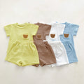 korean style ins kids summer bear outfit - baby boys & girls short sleeve & shorts casual two-piece set