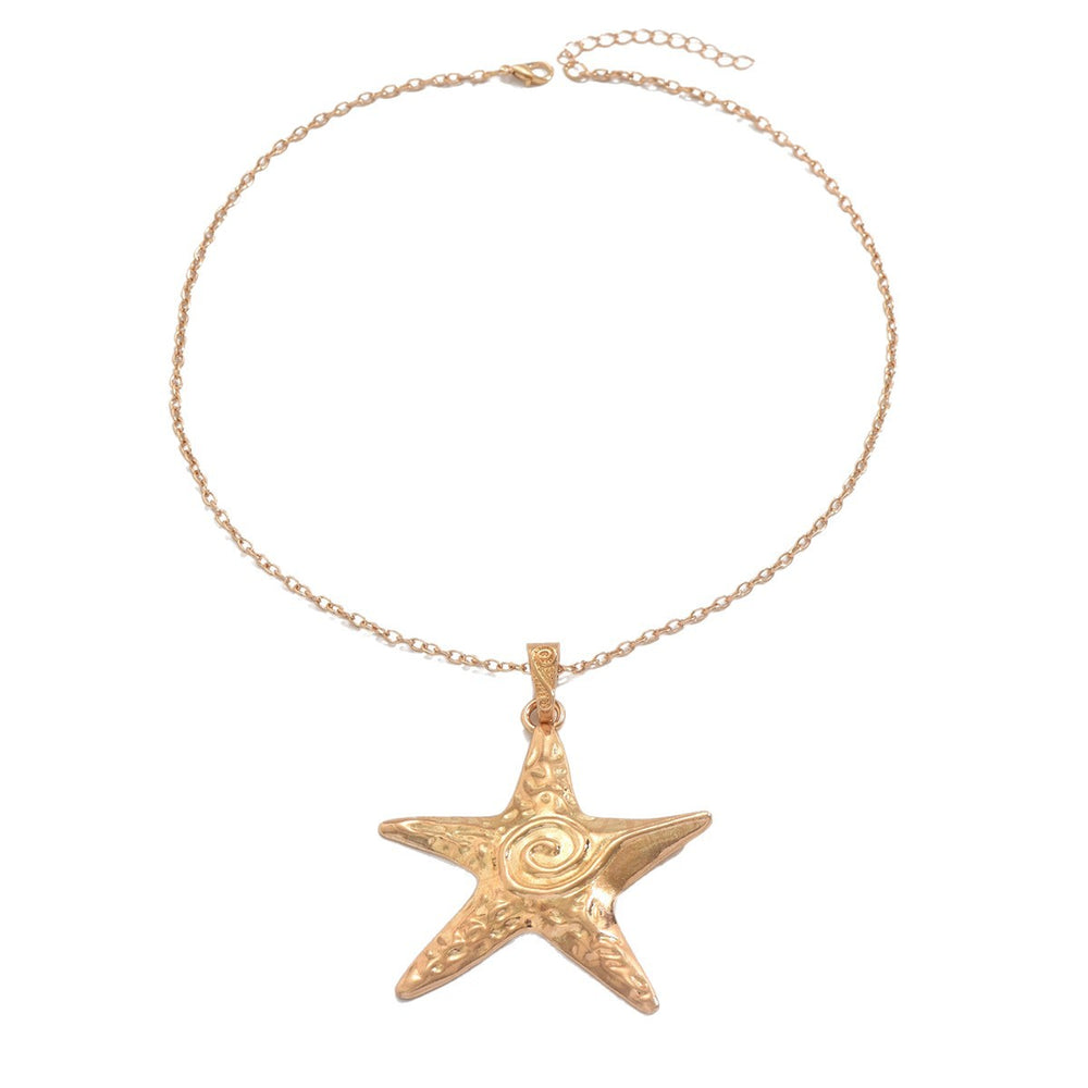 Wholesale starfish necklace - cross-border vintage ocean-inspired jewelry - women's unique, high-end double-layer pendant - starfish clavicle chain