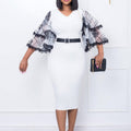 D301 cross-border women's fashion  new v-neck flared sleeve bodycon pencil skirt - office commute style, european & american dress