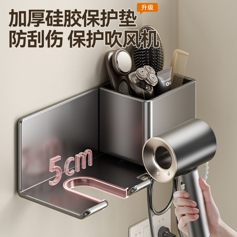 No punching, new hair dryer rack, bathroom storage, winding hair dryer rack, hair dryer, bathroom rack.
