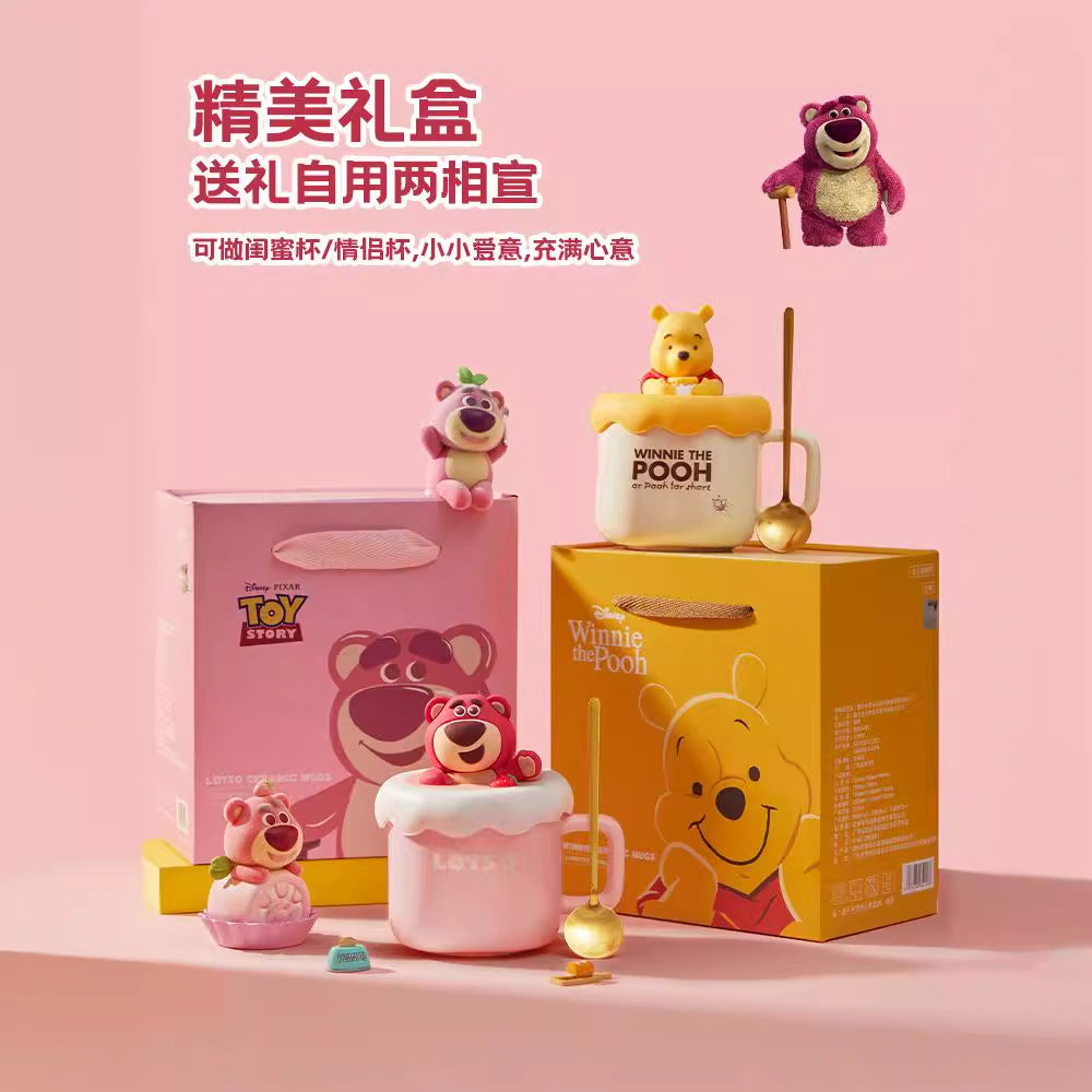 Ceramic cup gift box mug with lid with spoon coffee cup holiday gift box cartoon cup cute water cup