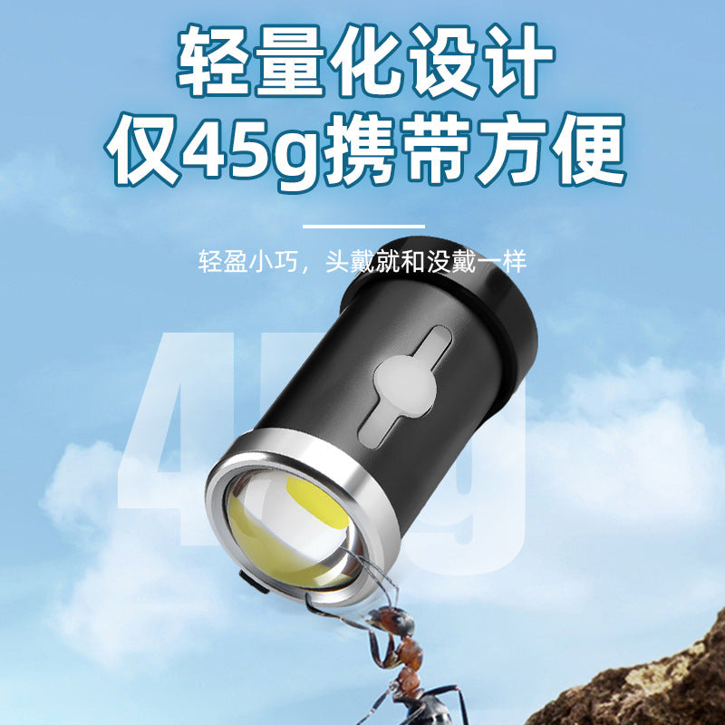 Cross-border new hat portable headlight magnetic attraction strong light long battery life outdoor charging super bright light emergency flashlight