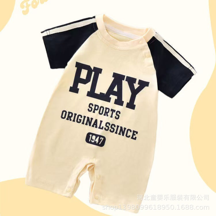 Summer lightweight baby romper - short sleeve infant outfit for summer outdoor wear - breathable bodysuit/onesie