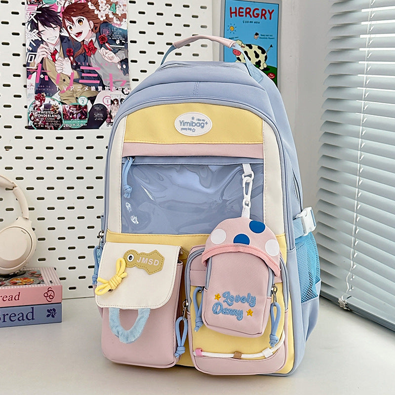 Cross-border high-value versatile large-capacity schoolbag female cute pain bag backpack junior high school girl high school student backpack