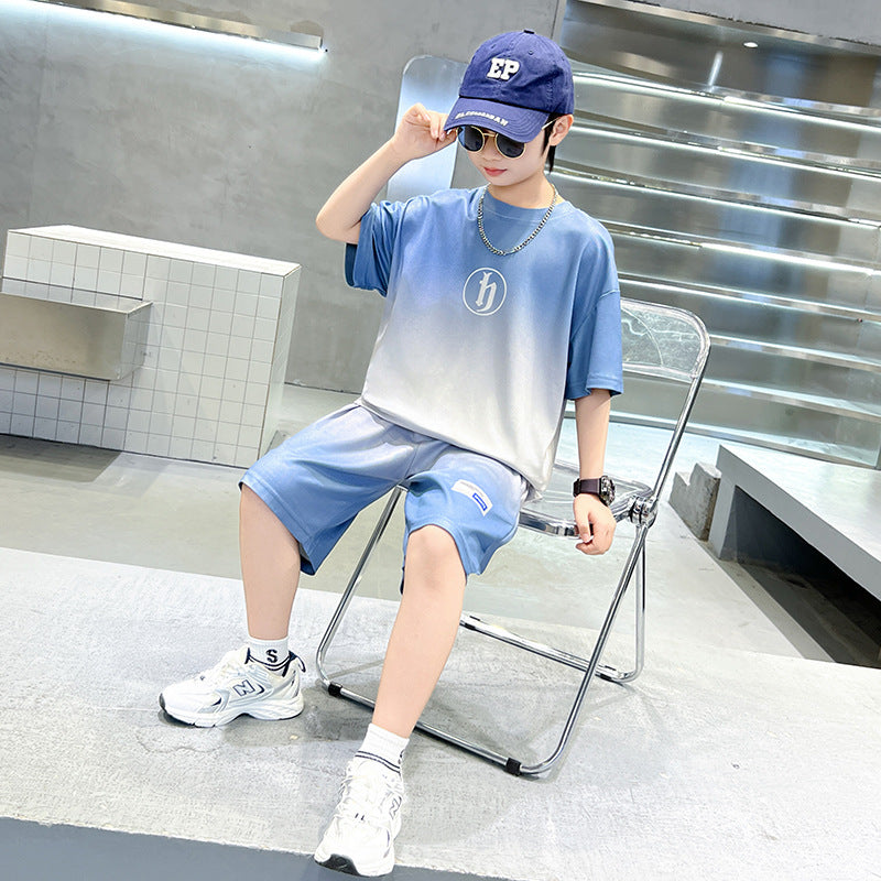 Boys' summer outfit set: new  styles for mid-to-large children - lightweight, short-sleeved, stylish summer clothes for boys, perfect for making a statement