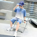 Boys' summer outfit set: new  styles for mid-to-large children - lightweight, short-sleeved, stylish summer clothes for boys, perfect for making a statement