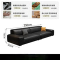 Italian normcore big black cow sofa modern casual small apartment living room straight row four-seater genuine leather art sofa