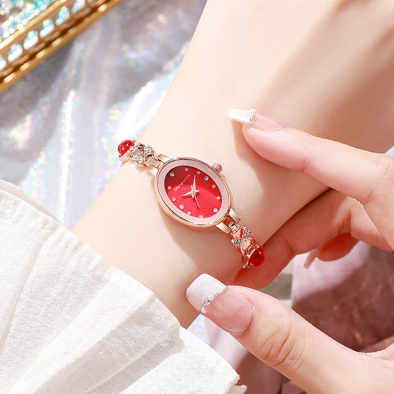New arrival shangmei brand high-looking casualfashionelegantaccessible luxury diamond-encrusted retro oval watch women's watch