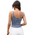 Fashion cross-border women's clothing new arrival  independent station zipper suspender backless slim fit denim sexy vest for women