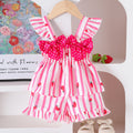 Baby cute style summer outfit: double-layer flutter sleeve top with double bows & elastic waist strawberry shorts set for toddlers