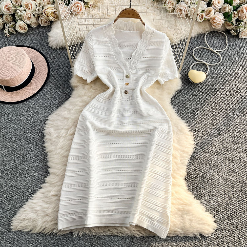 Chic and stunning green dress for women,  summer new arrival, french high-end elegant socialite chanel-inspired knitted dress