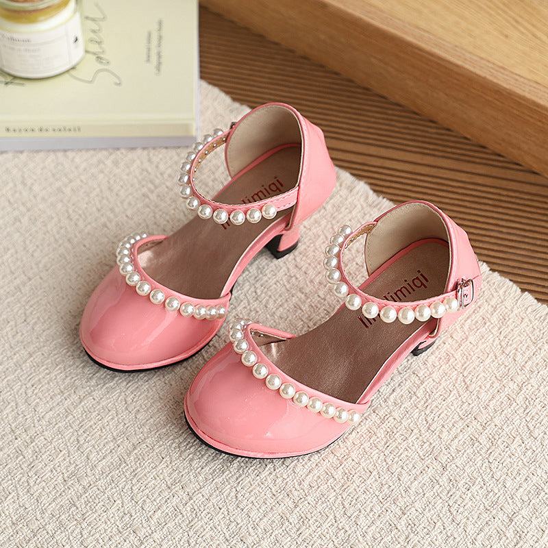 Vancahao girls' leather shoes  new children's hostess leather shoes girls' performance catwalk princess shoes