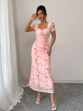 trendy summer mini dress: sexy ice silk rose print - instagram style