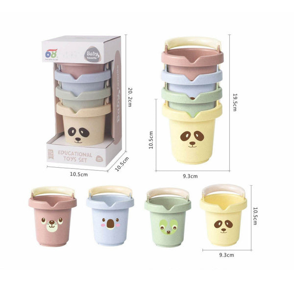Cross-border export children's early education children's enlightenment straw material animal face portable bucket bathroom water toy manufacturer