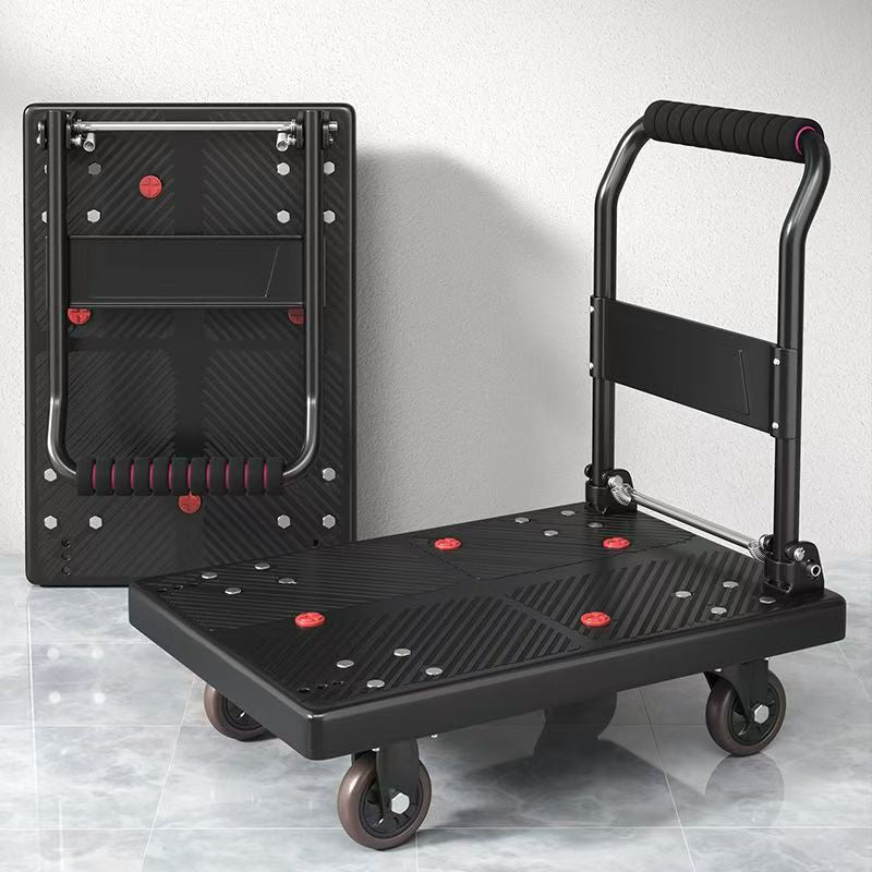 Trolley silent trolley folding hand trolley for home portable four-wheel transporter trailer trailer flatbed truck