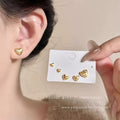 Korean style micro-embedded brushed love earrings-e6903 gold