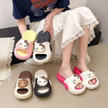 2026 summer new color block slides for women, versatile and cute cartoon design, comfortable thick sole eva height increasing thong sandals