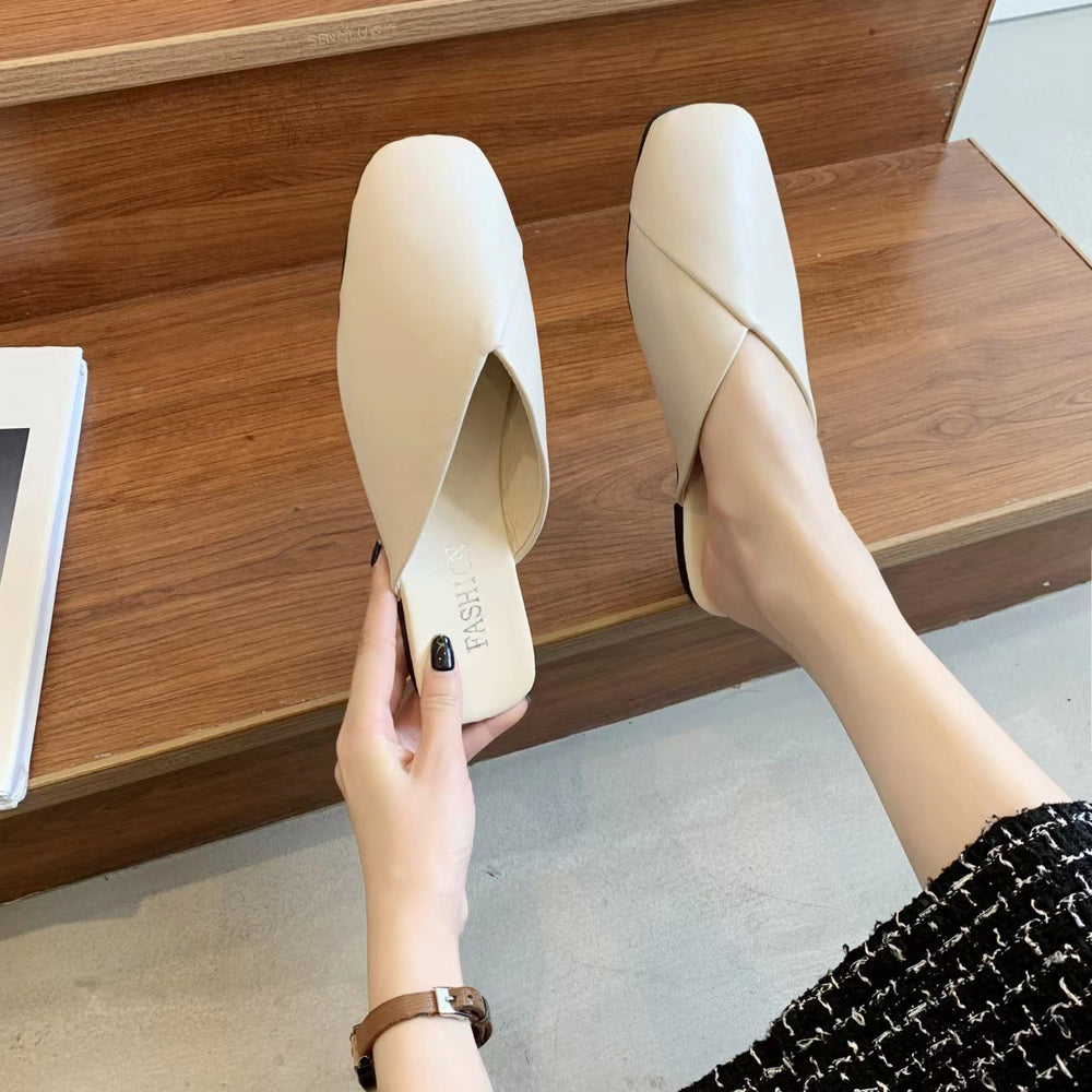 Women's slippers for outwear, 2023 new summer half slippers, women's shoes, fashion mules, internet celebrity sandals, ins trend
