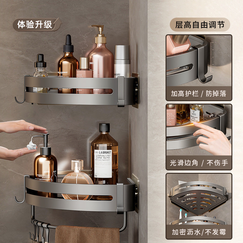 No-drill bathroom shelf - wall mounted corner basket for towels, soap, and more