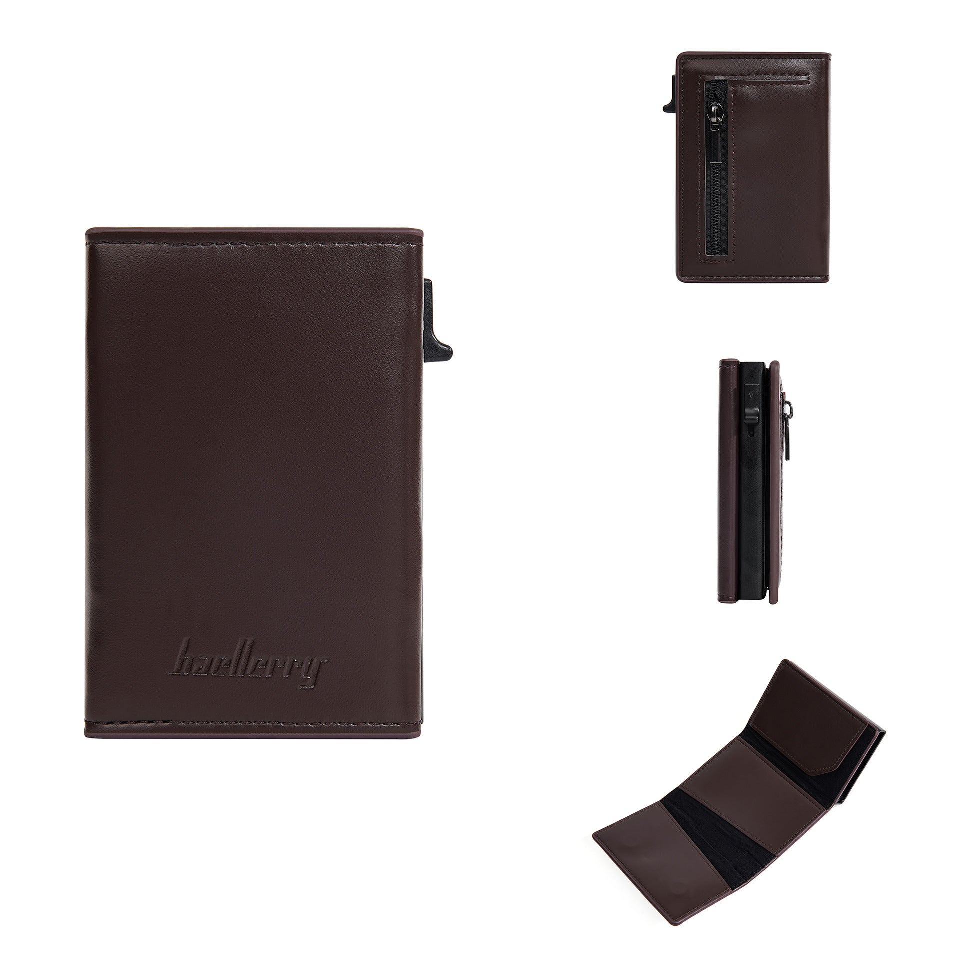 New men's senior sense baellerry side push zipper bag magnet aluminum box RFID elastic card type card bag card holder