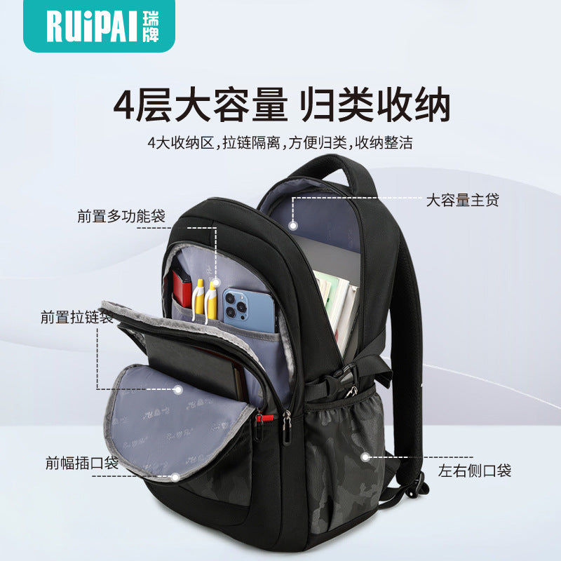 Ruipai junior high school student schoolbag for men and women, large-capacity simple backpack for men, reduce the burden on sixth-grade primary school students schoolbag