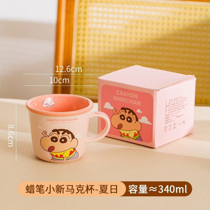 Crayon small new mug high value scale cup children's milk cup household cute water cup ceramic cup color box