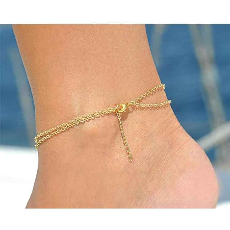 fashion butterfly anklet summer beach geometric anklet double-layer butterfly rice bead anklet direct sales